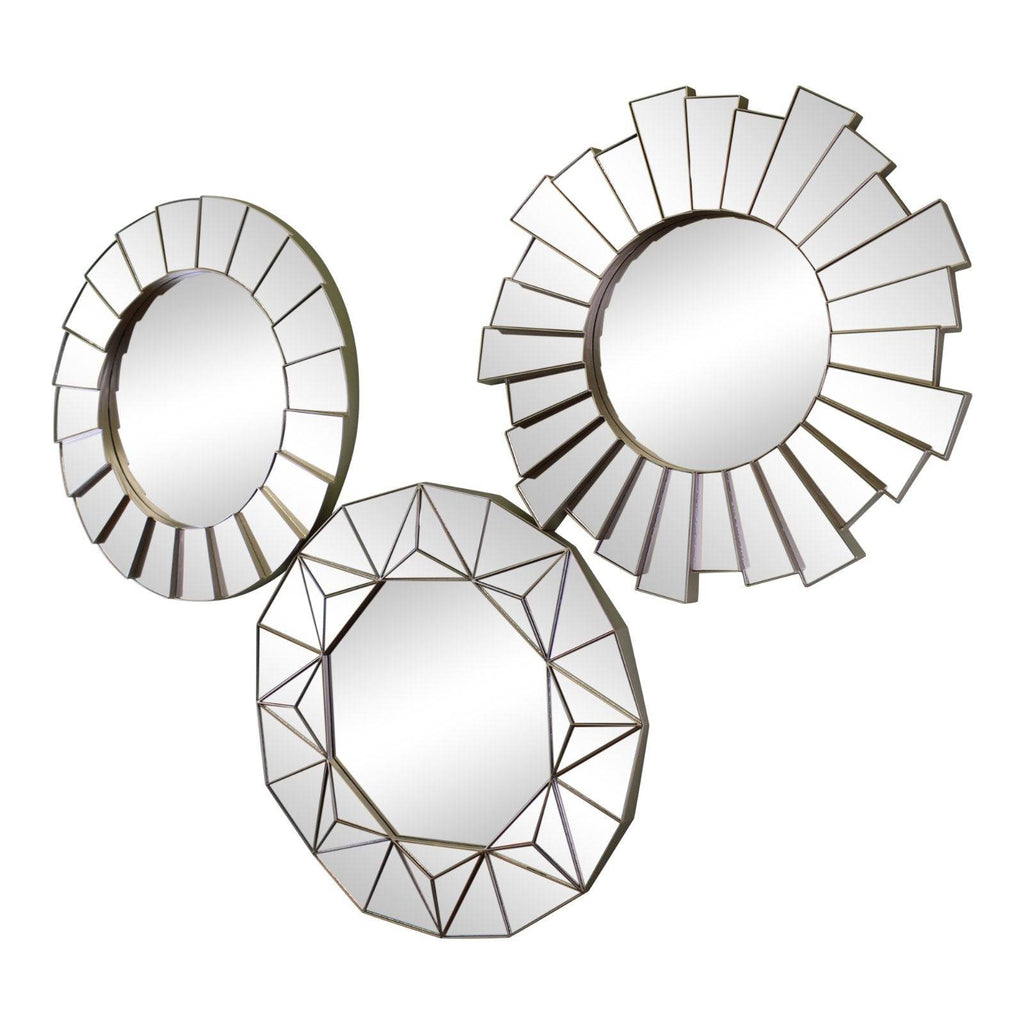 Set of 3 Geometric Style Mirrors - Price Crash Furniture