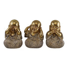 Set of 3 Gold Buddha Ornaments, See No Evil, Hear No Evil, Speak No Evil - Price Crash Furniture