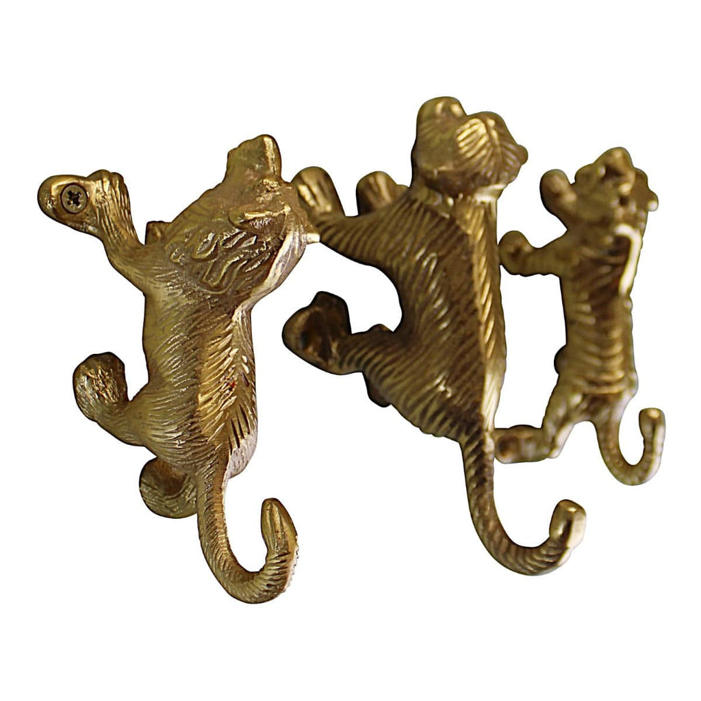 Set of 3 Gold Metal Safari Animal Coat Hooks - Price Crash Furniture