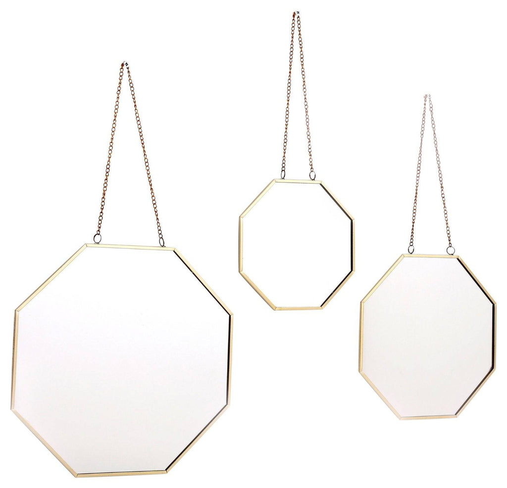 Set of 3 Hanging Geometric Mirrors - Price Crash Furniture