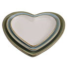 Set Of 3 Heart Shaped Ceramic Trinket Plates With A Gold Edge - Price Crash Furniture