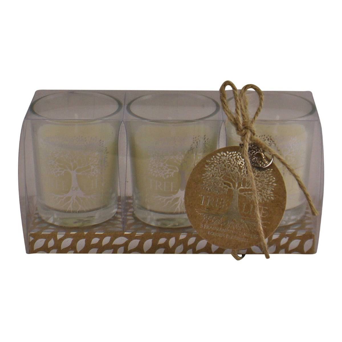 Set Of 3 Tree Of Life Fragranced Votive Candles - Price Crash Furniture