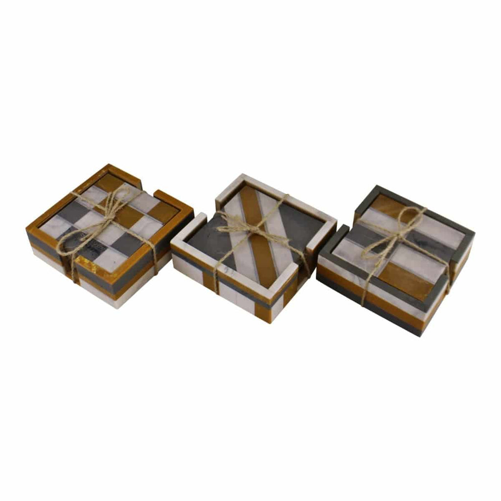 Set of 4 Square, Resin Coasters, Abstract Design - Price Crash Furniture