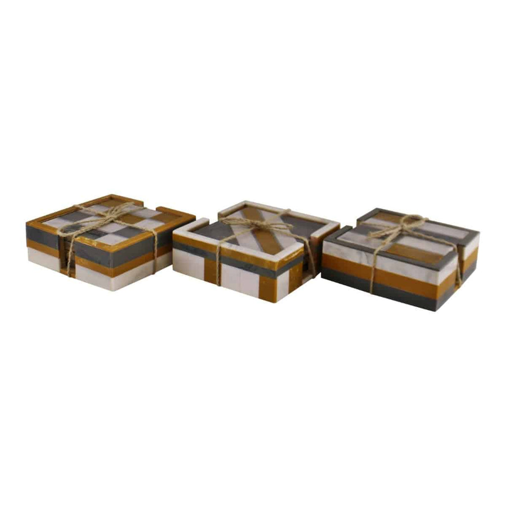 Set of 4 Square, Resin Coasters, Abstract Design - Price Crash Furniture
