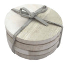 Set of 4 Wood Effect Marble Coasters - Round - Price Crash Furniture