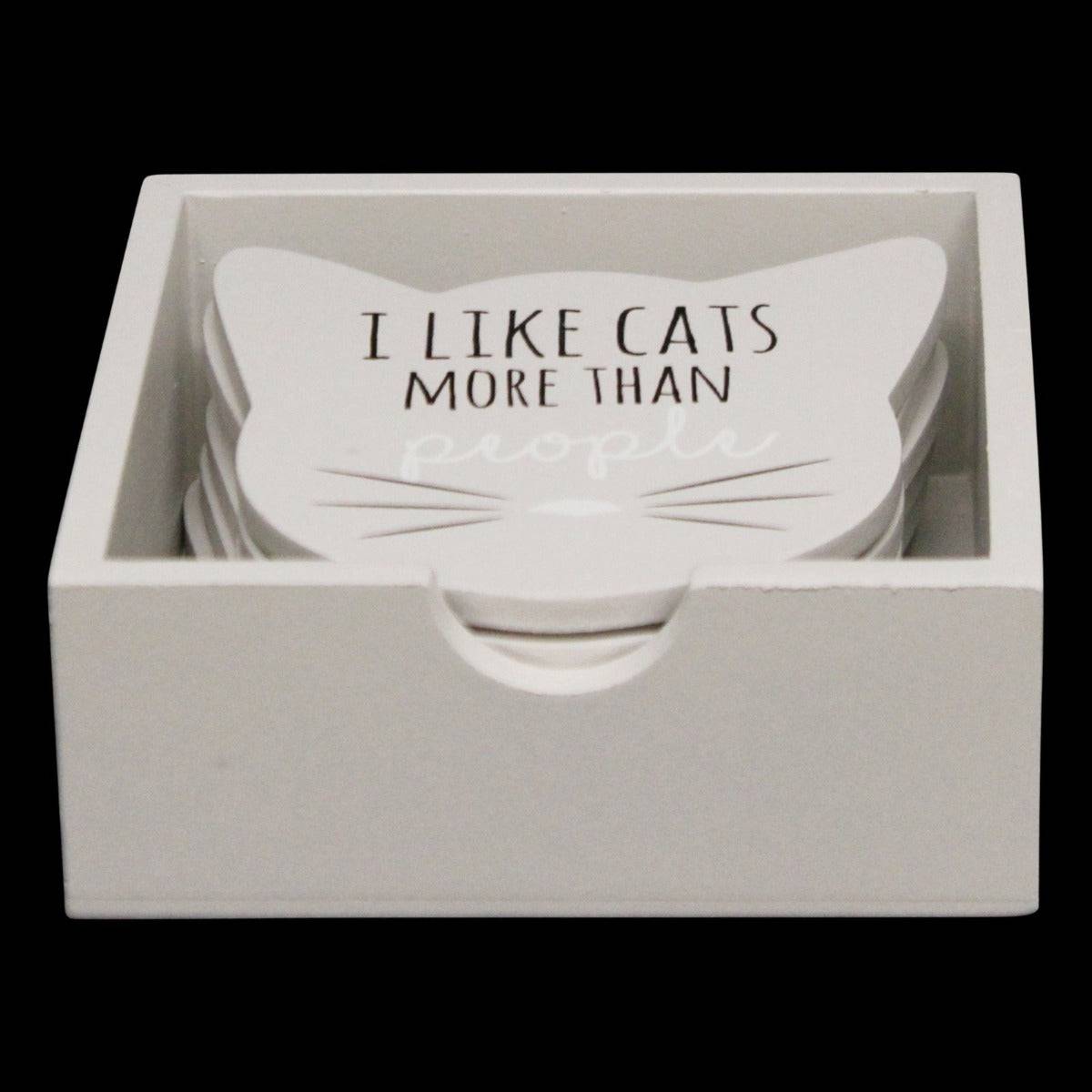 Set of 6 Cat Shaped Coasters With Assorted Quotes - Price Crash Furniture