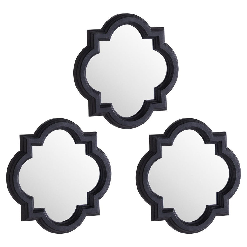 Set Of Three Dark Grey Quartrefoil Mirrors - Price Crash Furniture