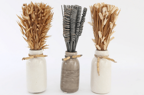 Set Of Three Dried Deco In Vases - Price Crash Furniture