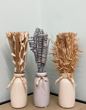 Set Of Three Dried Deco In Vases - Price Crash Furniture