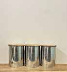 Set Of Three Silver Tea Coffee Sugar Containers - Price Crash Furniture