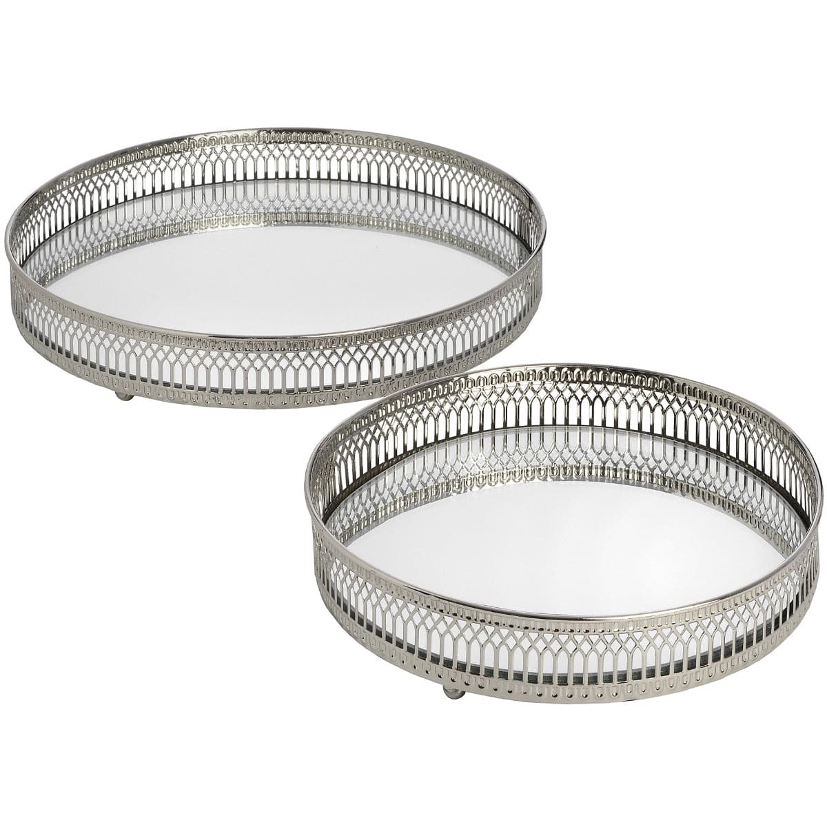 Set Of Two Circular Nickle Trays - Price Crash Furniture