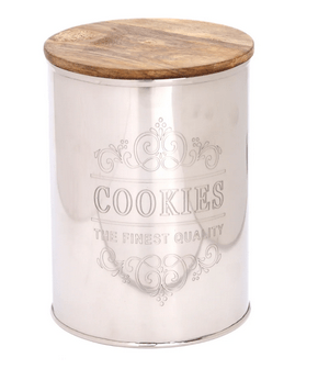 Silver Cookie Canister 18cm - Price Crash Furniture