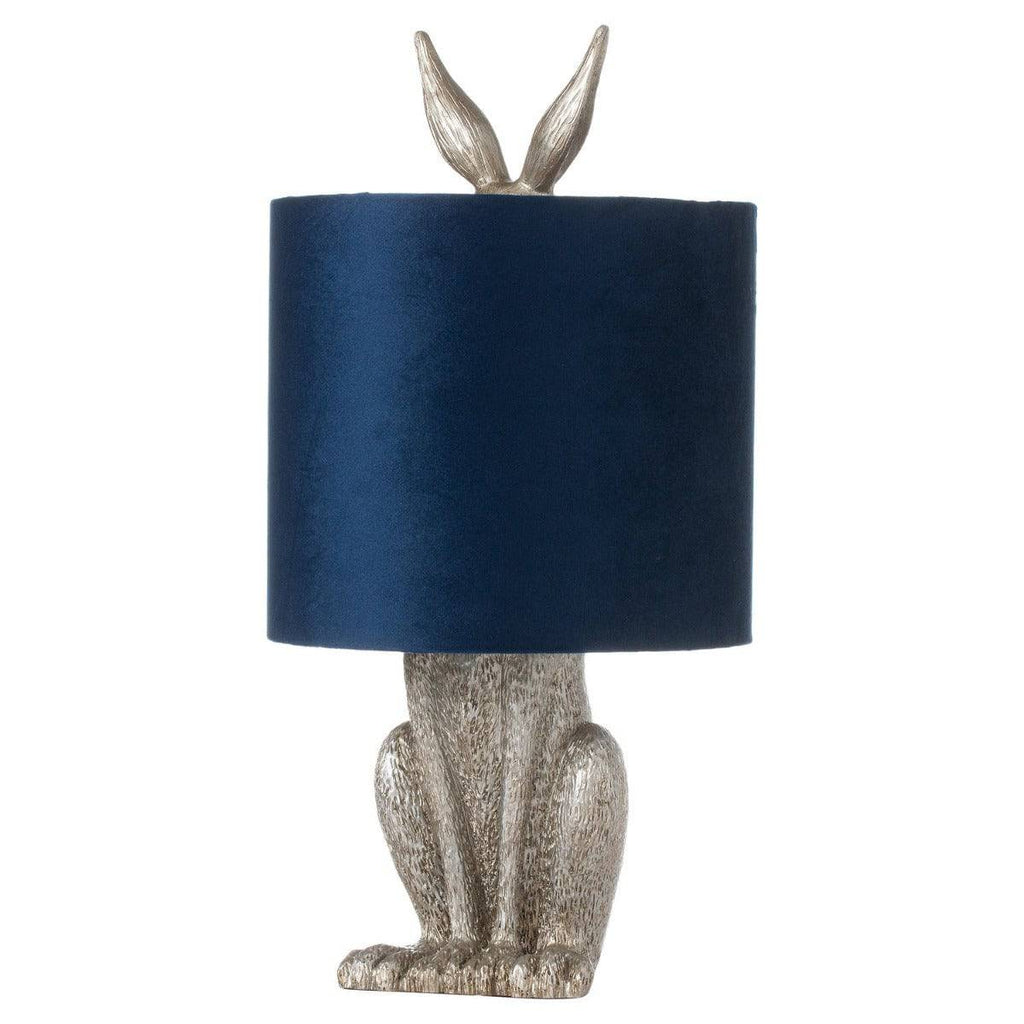 Silver Hare Table Lamp With Navy Shade - Price Crash Furniture