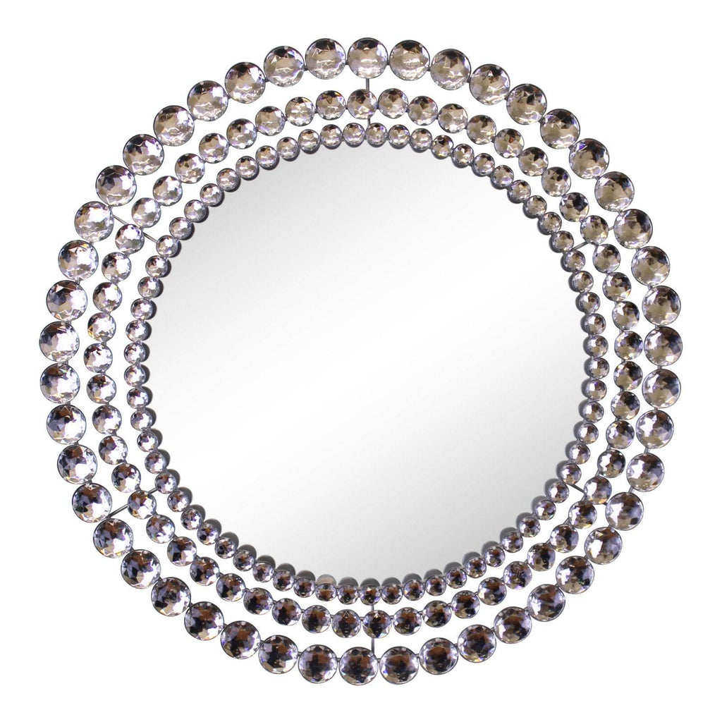 Silver Metal Jewelled Round Wall Mirror - Price Crash Furniture