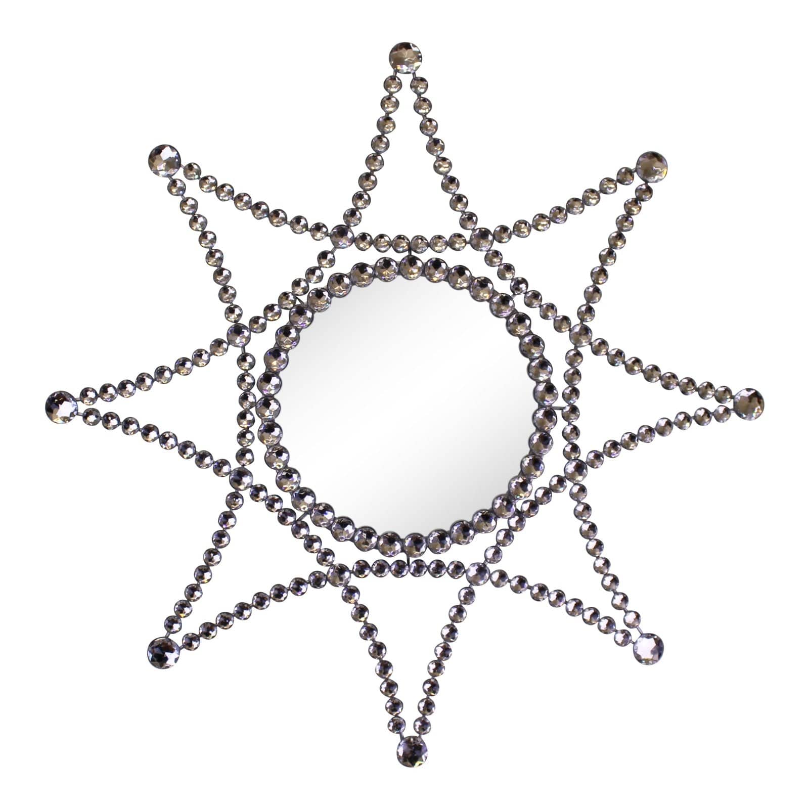 Silver Metal Jewelled Star Accent Mirror - Price Crash Furniture