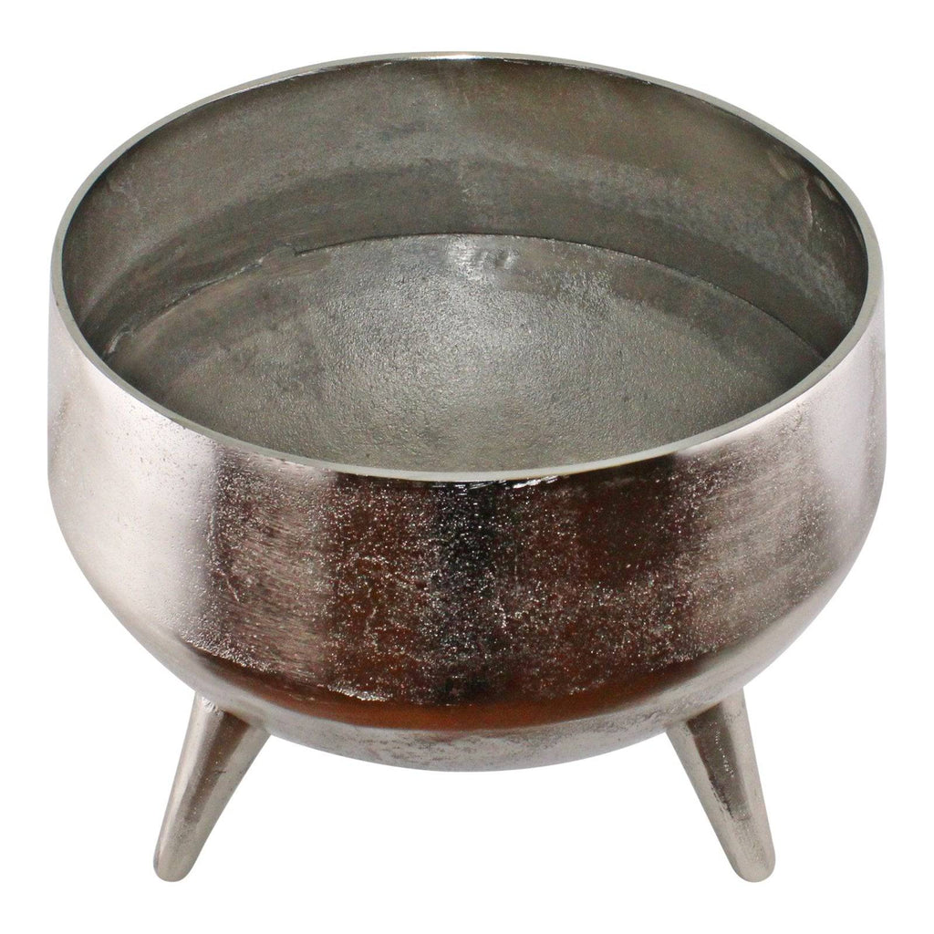 Silver Metal Planter/Bowl with Feet, 35cm - Indoor Use - Price Crash Furniture