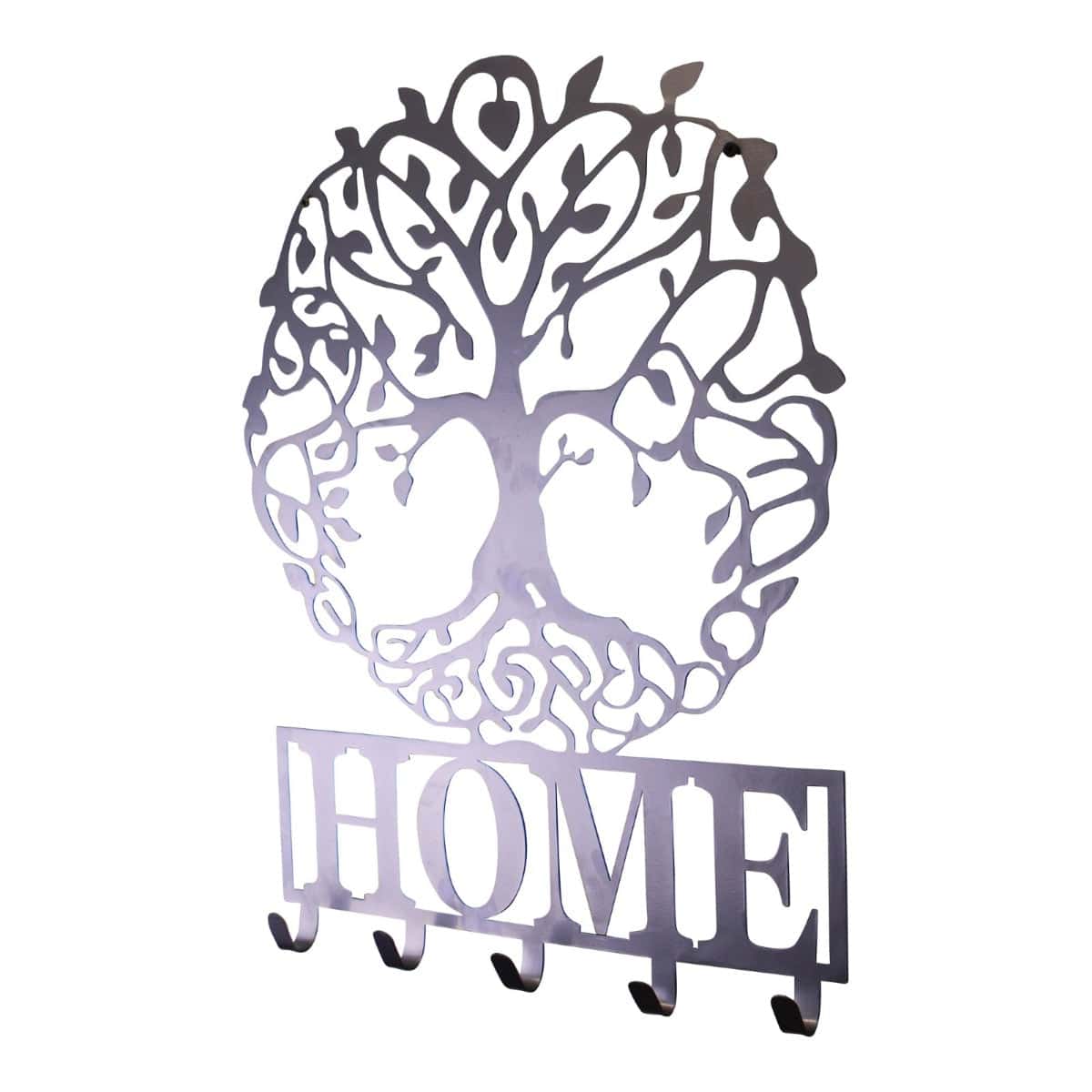 Silver Metal Wall Plaque Tree of Life with Hooks - Home - Price Crash Furniture