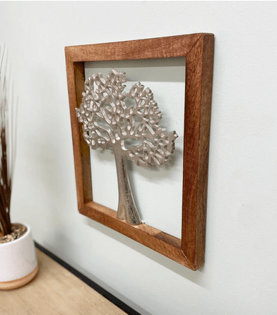 Silver Tree Of Life In A Wooden Frame - Price Crash Furniture