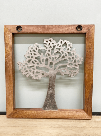 Silver Tree Of Life In A Wooden Frame - Price Crash Furniture