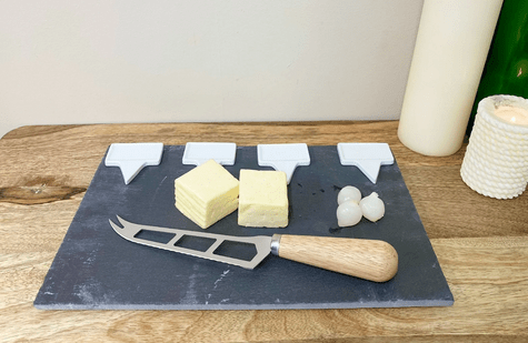 Slate Cheese Board Service Set & Knife 30cm - Price Crash Furniture
