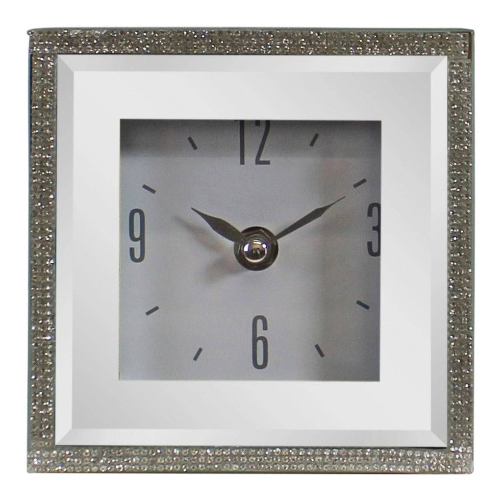 Small Freestanding Mirrored and Jewelled Table Clock - Price Crash Furniture