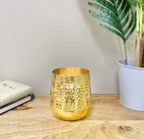 Small Gold Candle Pot 13.5cm - Price Crash Furniture