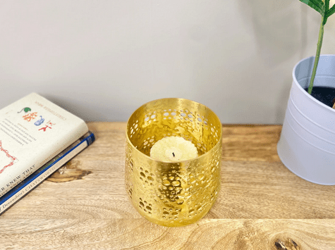 Small Gold Candle Pot 13.5cm - Price Crash Furniture