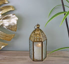 Small Gold Metal Moroccan Style Kasbah Candle Lantern - Price Crash Furniture