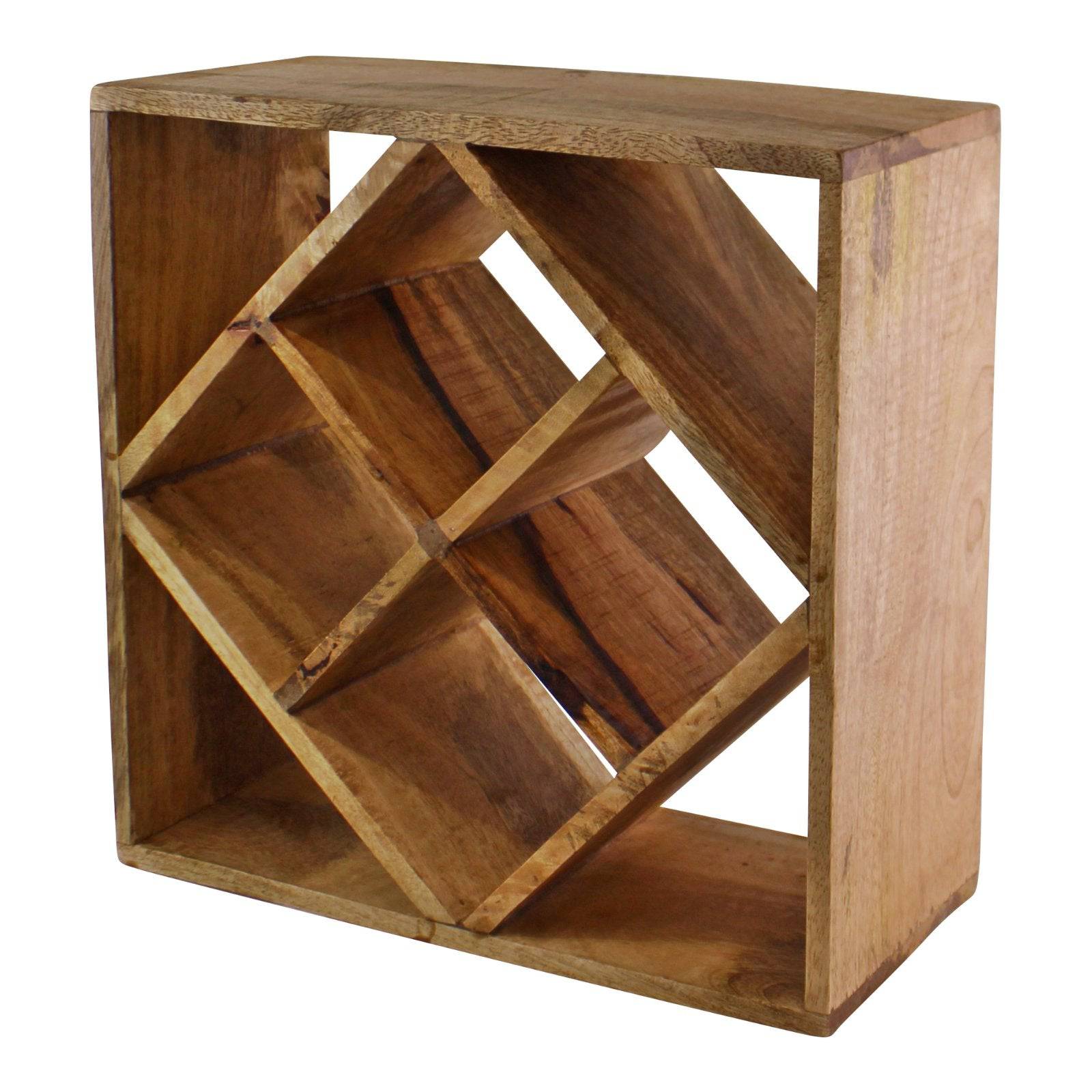 Small Mango Wood Wine Rack for 4 Bottles - Price Crash Furniture