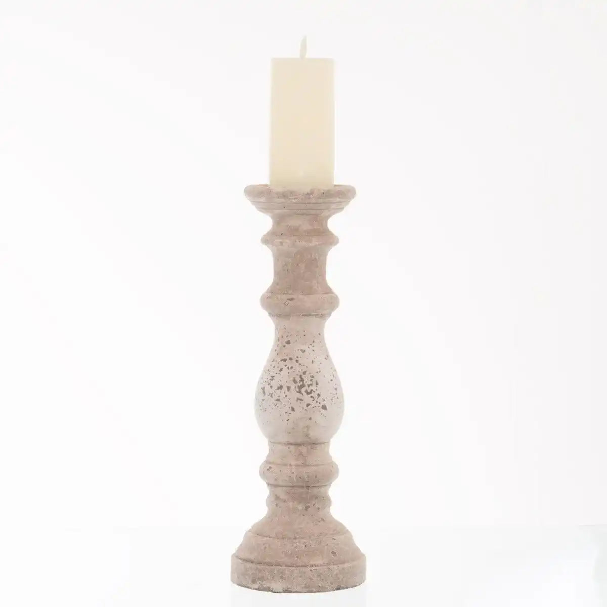 Large Stone Ceramic Column Candle Holder - Price Crash Furniture