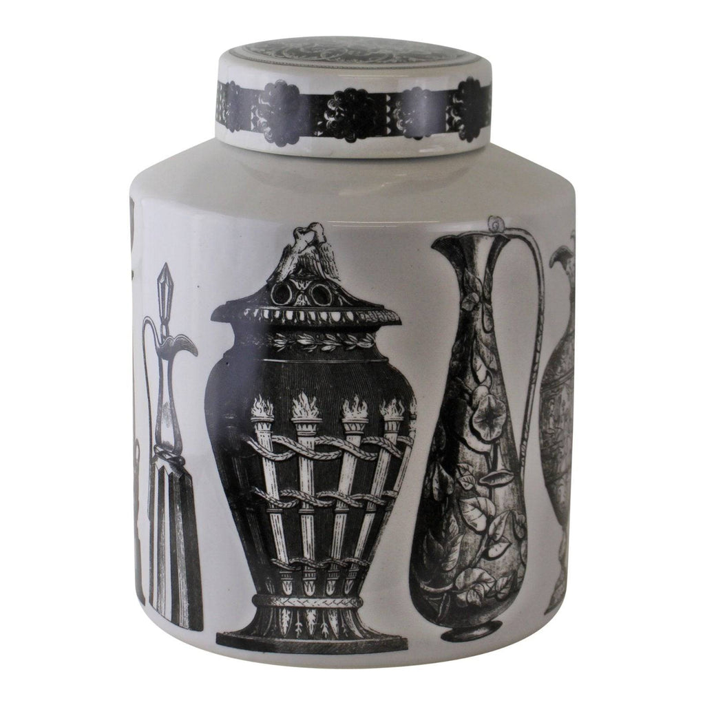 Small Round Grecian Style Porcelain Jar, Grecian Figures - Price Crash Furniture