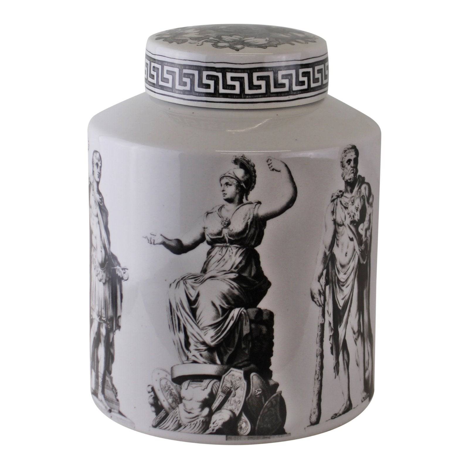 Small Round Grecian Style Porcelain Jar, Grecian Pottery - Price Crash Furniture