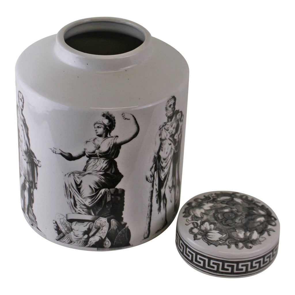 Small Round Grecian Style Porcelain Jar, Grecian Pottery - Price Crash Furniture