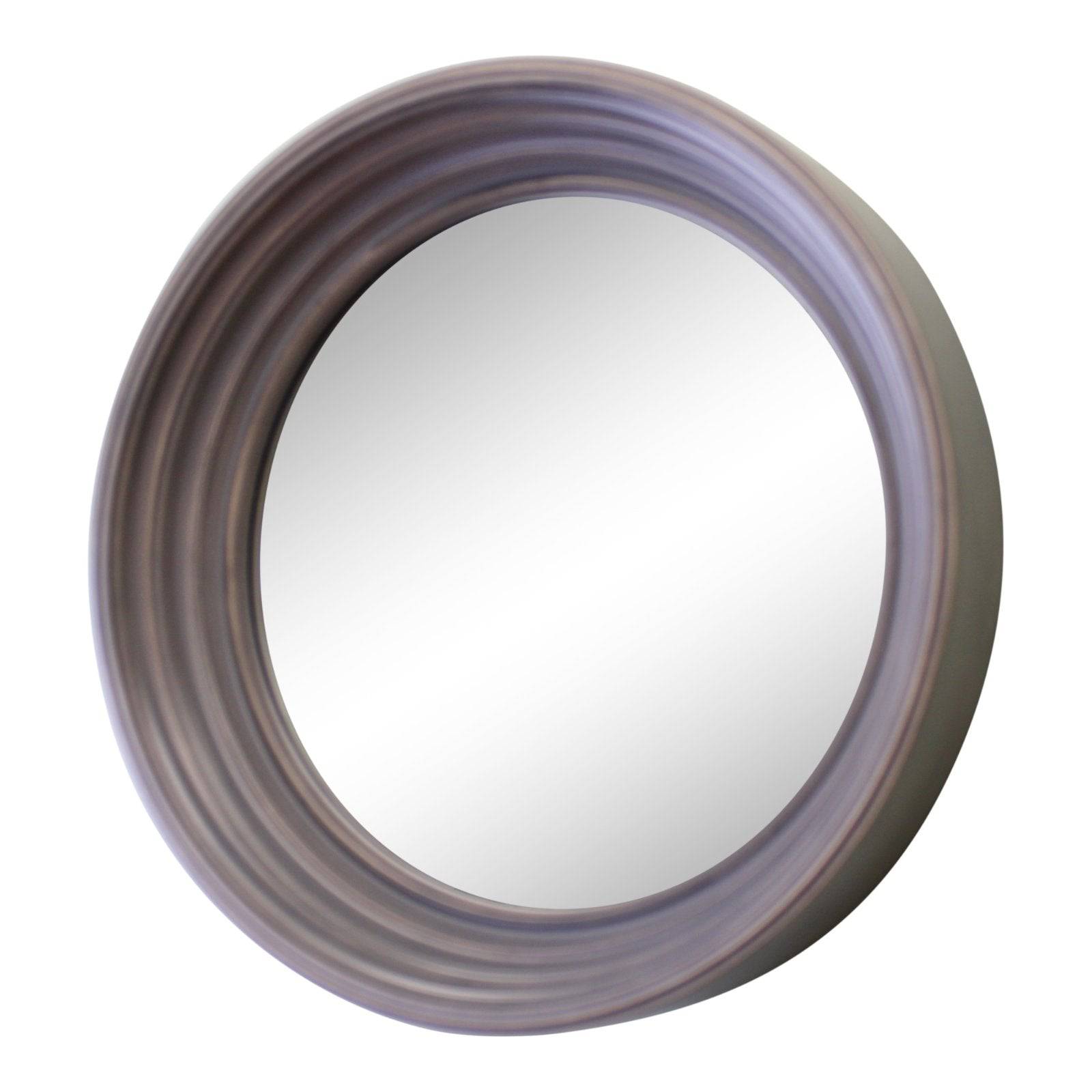 Small Round Grey Deep Edge Wall Mirror 40cm - Price Crash Furniture