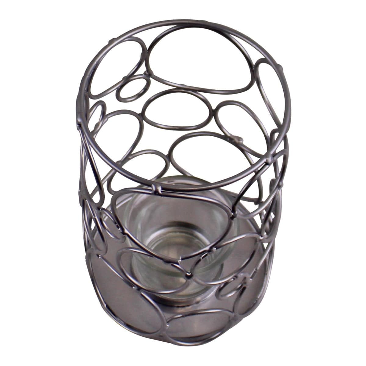 Small Silver Metal Abstract Design Candle Holder - Price Crash Furniture