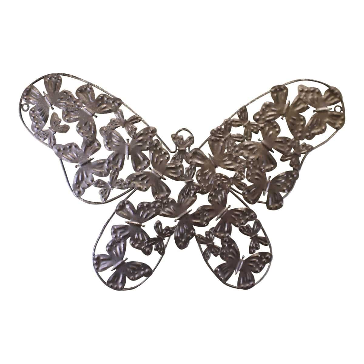 Small Silver Metal Butterfly Design Wall Decor - Price Crash Furniture