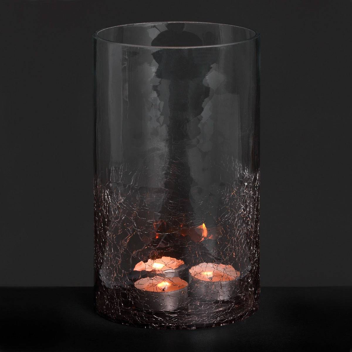 Small Smoked Crackle Effect Candle Holder - Price Crash Furniture