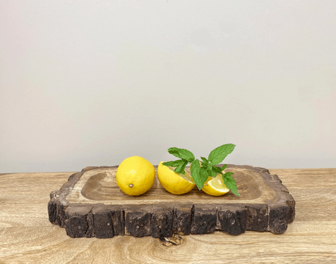 Small Wooden Platter Tray With Bark Edging - Price Crash Furniture