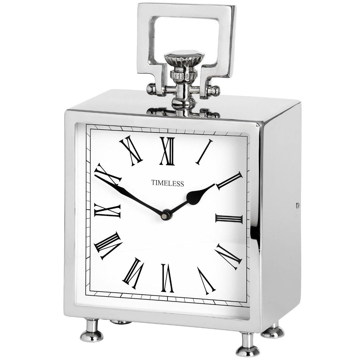 Square Nickel Table Clock - Price Crash Furniture