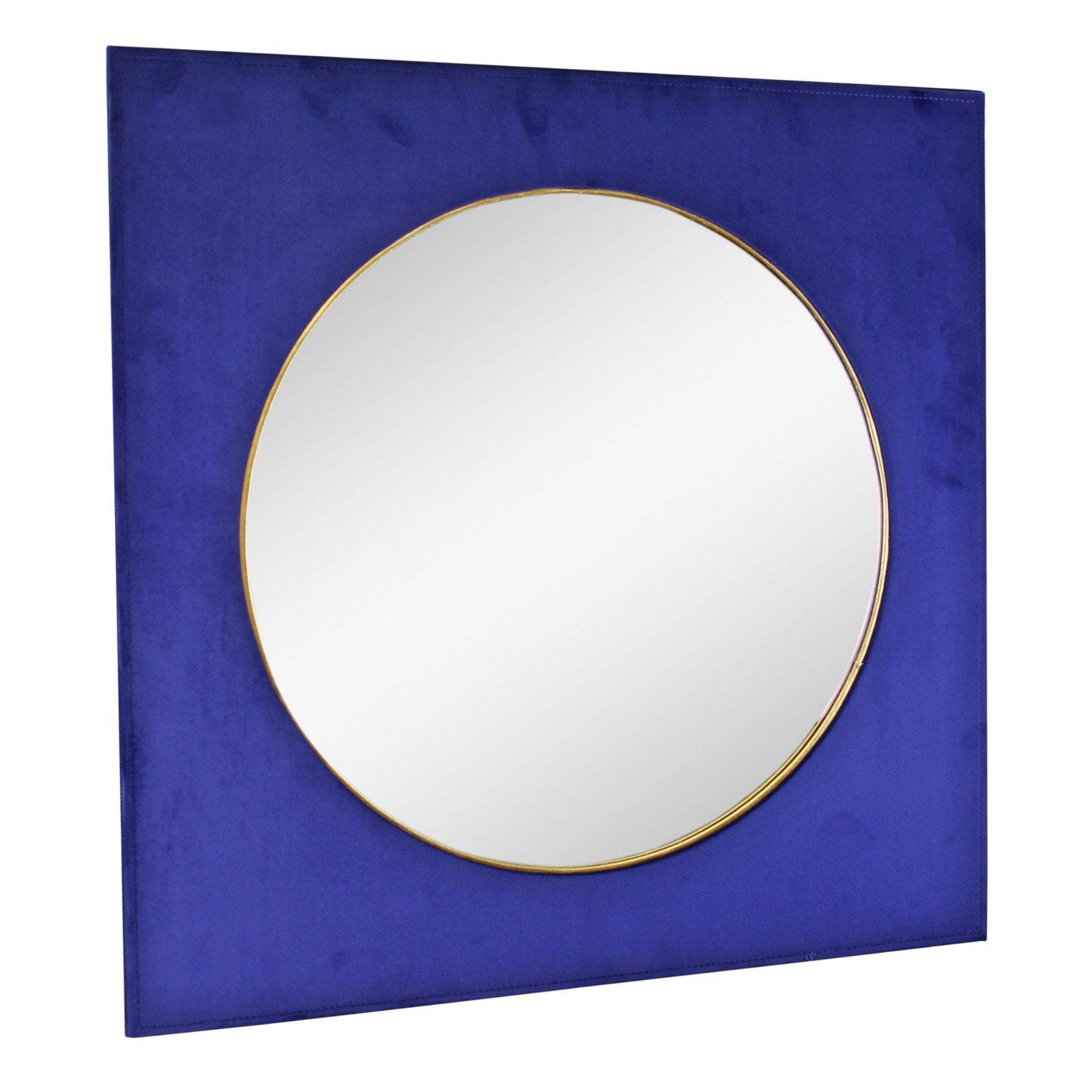 Square Velvet Mirror in Navy Blue 60cm - Price Crash Furniture