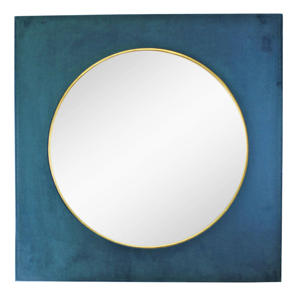 Square Velvet Mirror in Teal Blue 60cm - Price Crash Furniture