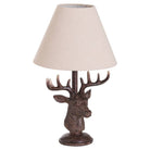 Stag Head Table Lamp With Linen Shade - Price Crash Furniture