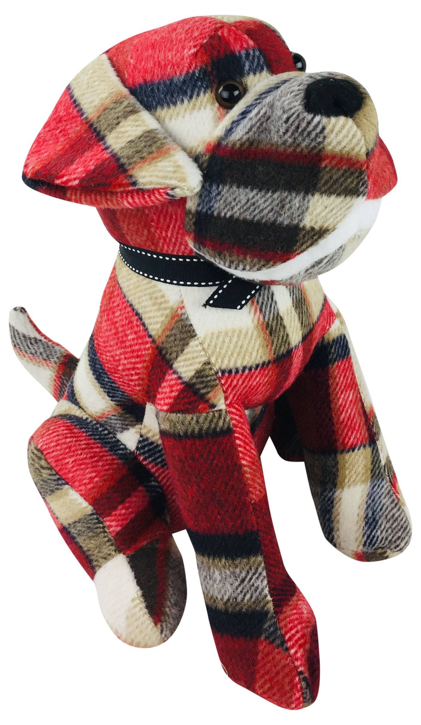 Tartan Fabric Sitting Dog Doorstop - Price Crash Furniture