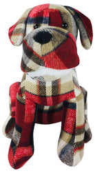 Tartan Fabric Sitting Dog Doorstop - Price Crash Furniture