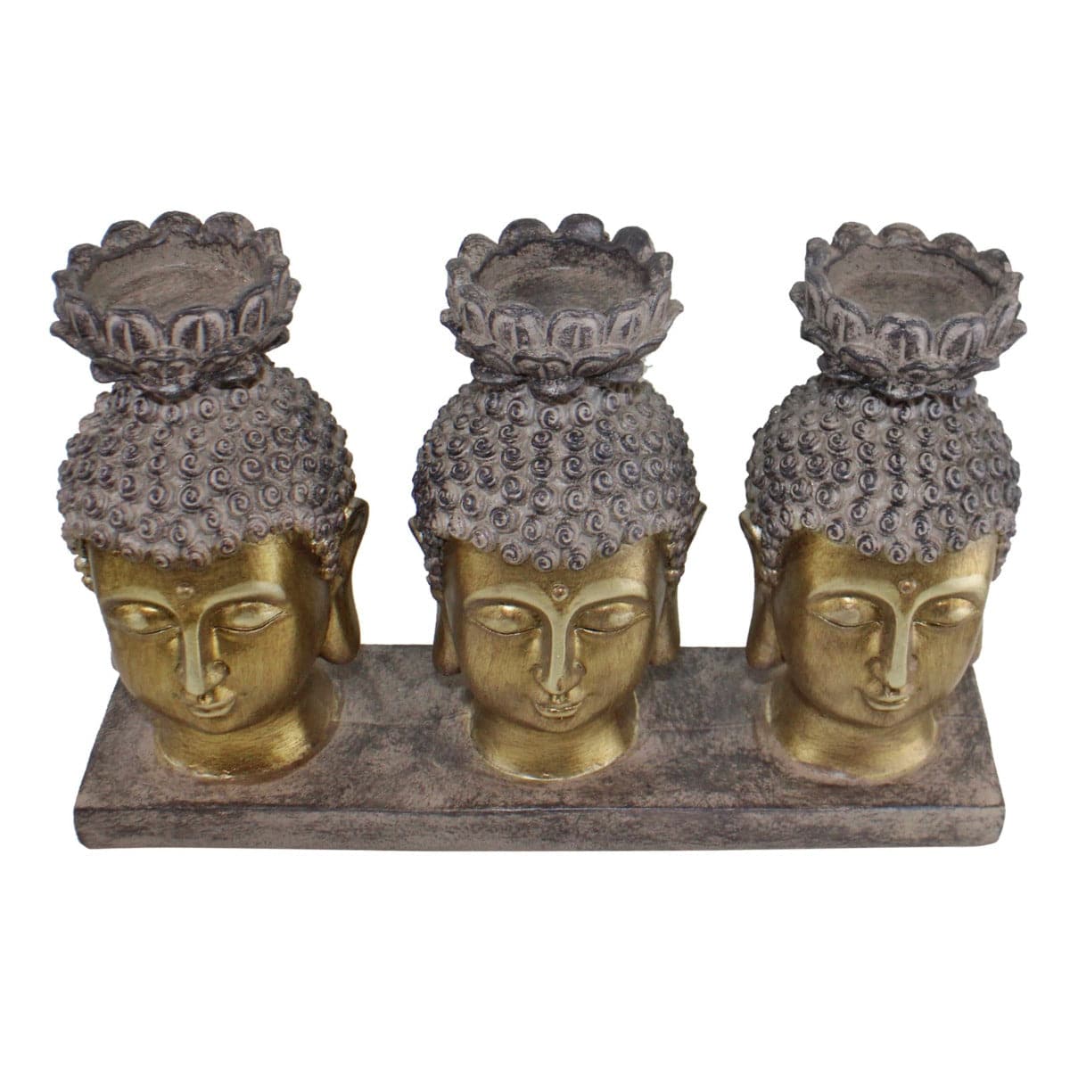 Triple Candle Holder, Buddha Design - Price Crash Furniture