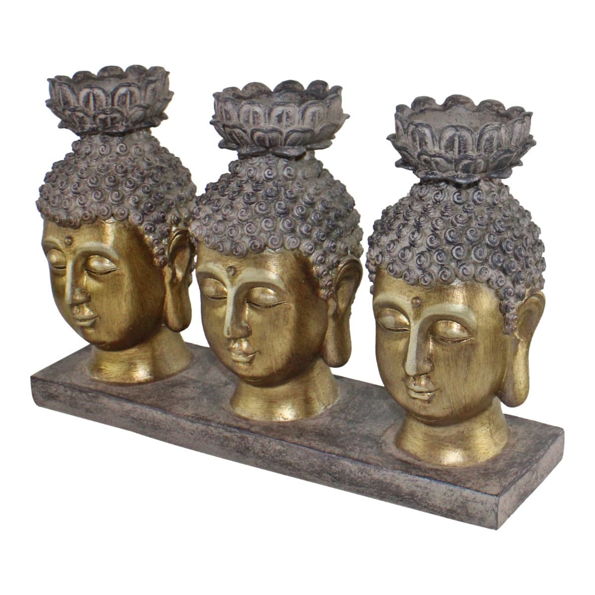 Triple Candle Holder, Buddha Design - Price Crash Furniture