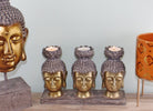 Triple Candle Holder, Buddha Design - Price Crash Furniture