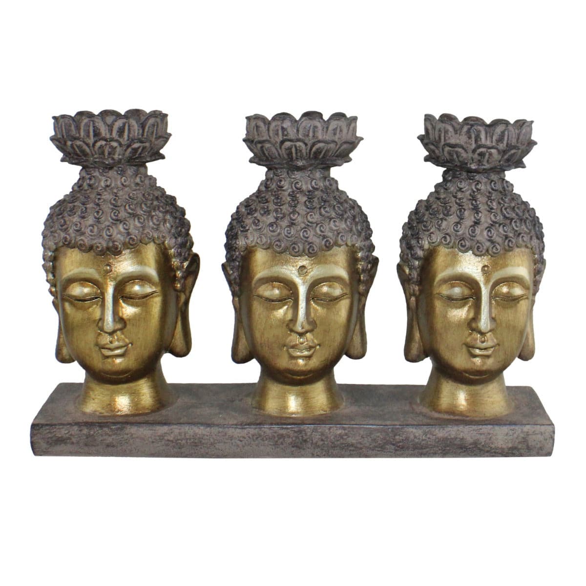 Triple Candle Holder, Buddha Design - Price Crash Furniture