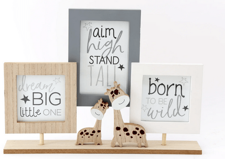 Triple Photo Frame On Wooden Stand - Price Crash Furniture