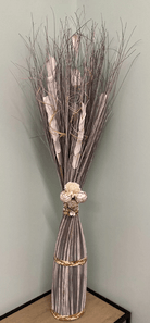 Twisted Stem Vase With Dried Brown & Cream Flowers - Price Crash Furniture